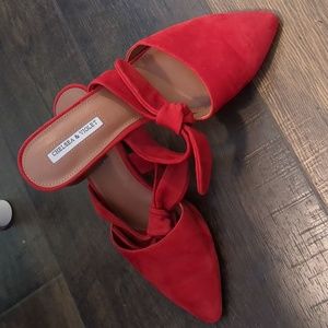 Chelsea & Violet red suede Molly Mule 9.5